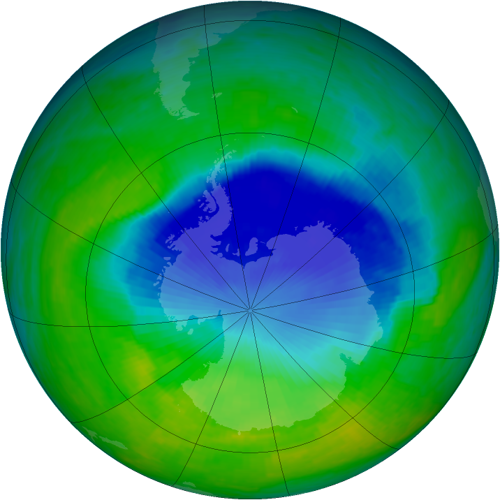 Antarctic ozone map for 23 November 1993